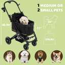 All-Terrain Dog Stroller for Small to Medium Dogs, Pet Stroller for Dogs & Cats Outdoor Walks, One-Hand Easy Fold, Double-Layer Anti-UV & Waterproof Canopy & Breathable Mesh, Samurai Black