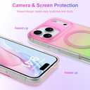 Aesthetic Case for iPhone 17 Pro Max Case for Women Girls [Compatible with Magsafe] Cute Girly Trendy Glitter Sparkly Rainbow Magnetic Protective Phone Cover, Matte Iridescent Pink & Green