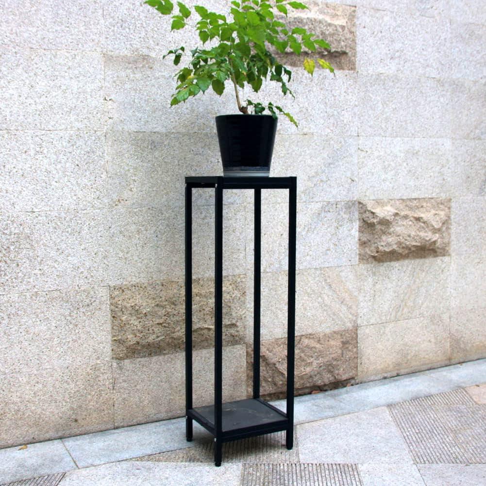 Zhongma 2 Tier 39.5" Tall Plant Stand with Slate Top Square Flower Shelf for Balcony, Home, Garden, Backyard Patio with Adjustable Leveling Feet