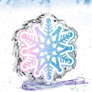 Leitee Snowflake Piata Christmas Winter Piata Pull String Blue Snowflake Decors for Winter Theme Party Birthday Party Game Supply for Christmas Decorations