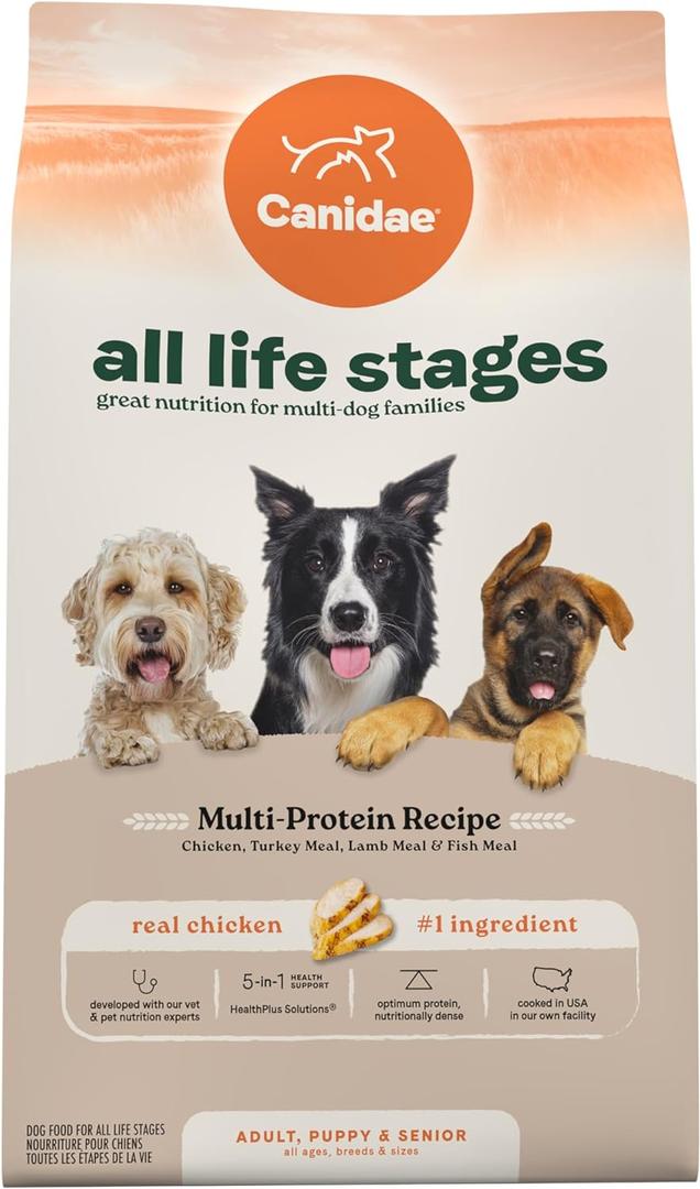 Canidae All Life Stages Multi-Protein Recipe with Chicken, Turkey, Lamb, and Fish  High Protein Premium Dry Dog Food for All Ages, Breeds, and Sizes 27 lbs. (27 Pound (Pack of 1))