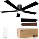 TCL 52" White Ceiling Fan with Light and Remote, Modern LED 3-Color, 3CCT, Quiet Motor for Bedroom, Living Room, Dining Room, Ceiling Fans with Lights, Black 