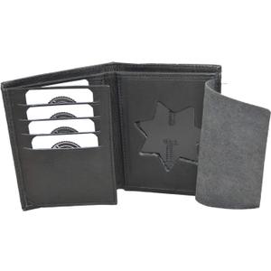 Sheriff 7 Point Star Badge Holder - Universal, Black, Deputy, 8 Card Slots and Money Pocket