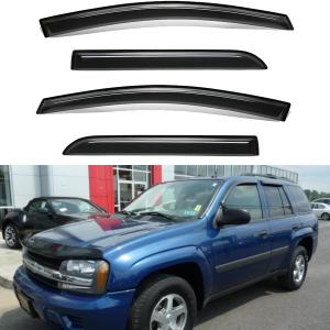 Wensdy 4pcs Side Window Wind Deflectors,Outside Mount Shade Sun rain Guards,Dark Smoke Visors for 2002-2009 Chevy Trailblazer/GMC Envoy, 94733