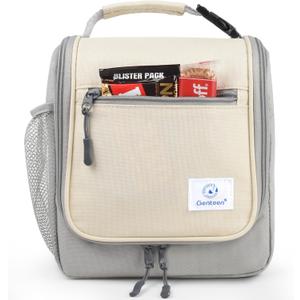 Genteen Kids Lunch Box, Insulated Lunch Bag for Kids, Toddler, Girl, and Boy; Holds Lunch Box, Water Bottle, & Snacks; Easy-Clean Water-Resistant Fabric & Multiple Zippered Pockets (Gray)