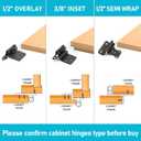 60 Pack 30 Pairs 1/2" Semi Wrap Overlay Hinges - Black, Modern Style, Metal, Painted Finish