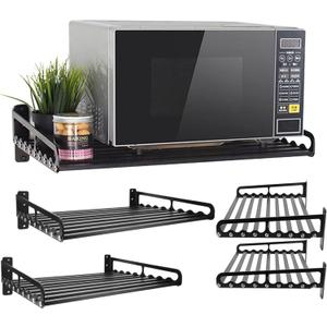 MaxxCloud Electric Oven Holders, Microwave Oven Rack Kitchen Shelf, Black Storage Racks Wall Shelf, Kitchen Organizer Aeronautical Aluminum, Weight Bearing 80 lb (23.6'' x 15.5'', Black)