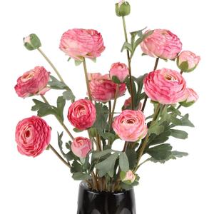 Artificial Ranunculus Pink Silk Flowers Persian Buttercup,18 Heads Vintage Long Stems Fake Flowers for Home Wedding Decoration Bride Bouquet Silk Rose for Flowers Crafts Floral Arrangement (Pink)