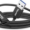 USB C Female to USB Male Adapter 4FT (1.2M), Upgraded Type C to USB 3.0 Male Adapter with 5Gbps High-Speed Data Transmission for Laptop, Charger, Power Bank, U Disk (Net Cord Length 3.7ft)