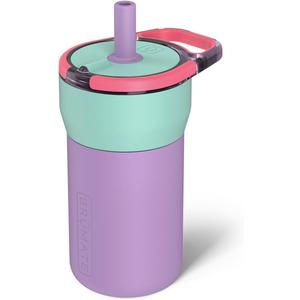 BrMate Leap 12oz 100% Leakproof Kids Tumbler with Handle and Silicone Soft Straw | Drop Resistant Silicone Sleeve | For Kids 4+ | Insulated Stainless Steel | Cup Holder Friendly | 12oz (Stardust)