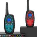Walkie Talkies Long Range, M880 FRS Two Way Radio for Adults with Mic LCD Screen/Resistance Wakie-Talkies with Noise Cancelling for Men Women Outdoor Adventures Cruise Ship (Blue and Red)