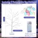 VIHOSE 4 Pcs Easter Decoration 2ft LED Lighted Birch Tree & 2 String of LED Easter Eggs, 3 Aa or USB Powered, Tabletop Spring Decor for Home Mantel Indoor Office Bedroom