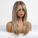 HAIRCUBE Long Layered Synthetic Hair Wigs for Women with Bang (Dark Blonde)