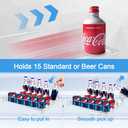 Drink Organizer For Fridge, Adjustable Self Pushing Drink Dispenser for Refrigerator Organizers and Storage, Automatic Fridge Drink Organizer, 3 Rows, 14.96" D - Holds up to 15 Cans