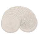 SHACOS 15 inch Round Braided Placemats Set of 12 for Dining Table Woven Boho Place Mats Kitchen Placemat Washable Table Mats, Ivory Bordered