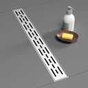 BARONAGE 24 Inch Linear Drain Shower Rectangular Floor Drain with Accessories Reversible Brickwork Cover Removable 304 Stainless Steel CUPC Certified Brushed Nickel