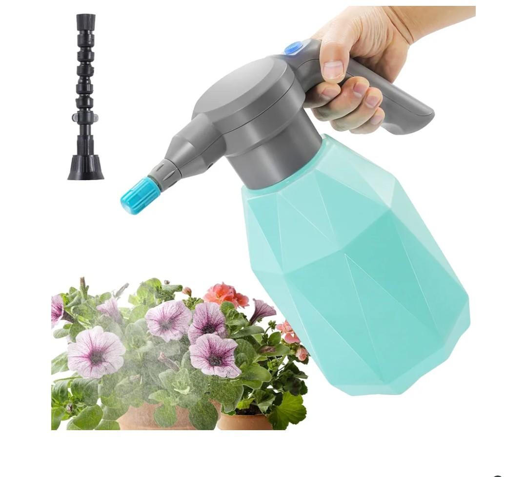 0.5 Gallon Electric Spray Bottle Plant Mister for Indoor/Outdoor Plants, 2L Automatic Watering Can Rechargeable Battery Powered Sprayer with Adjustable Spout for Garden, Fertilizing, Cleaning
