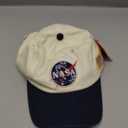 American Needle NASA Officially Licensed United Slouch Baseball Dad Buckle Strap Hat, Ivory/Navy (43570A-NASA)