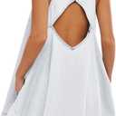 Women's Sleeveless Casual Denim Dress Crewneck Vintage Babydoll Jean Mini Dresses with Pockets (White)