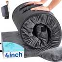 Memory Foam Camping Mattress Pad with Pillow - Extra Thick 4 Inch Sleeping Pad for Camping, Waterproof Roll Up Cot Mattress Topper Bed Mat for Car Truck Tent RV, with Storage Bag