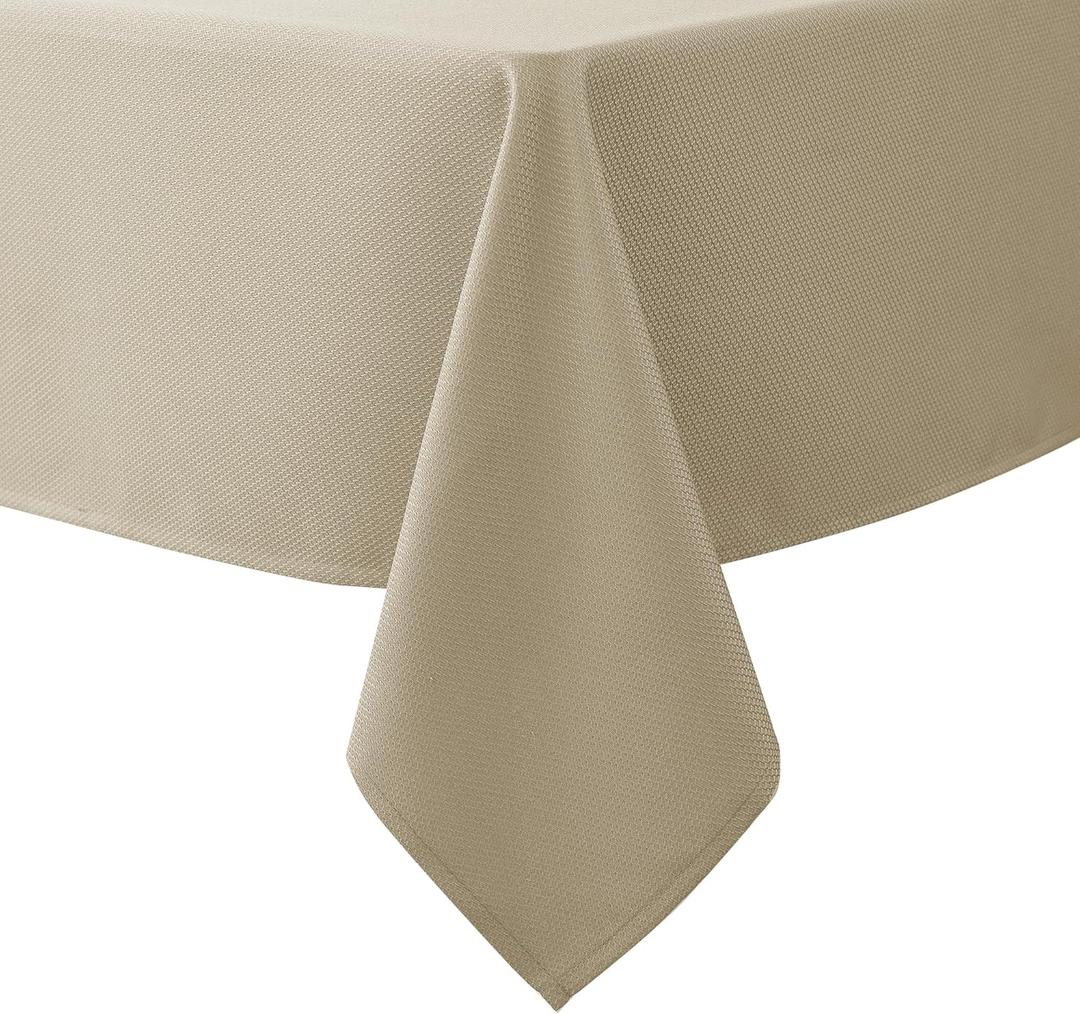 Biscaynebay Textured Fabric Tablecloths 90x156 Inches Rectangular, Natural Water Resistant Tablecloths for Dining, Kitchen, Wedding, Parties etc. Machine Washable