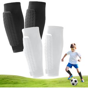 2 Pairs Soccer Shin Guards, Shin Guards Soccer Kids Youth Adult Calf Compression Sleeve with Honeycomb Pads Lightweight Calf Protective Gear for Football & Baseball Boxing MTB for Boys, Girls