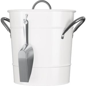 Ice Bucket with Lid, 4 Qt Ice Buckets for Parties, Ice Bucket with Scoop, Lid, Handle and Inner Bucket, Ice Bucket for Cocktail Bar, Drink Buckets for Parties, Kitchen, BBQ, Picnic and Camping (White)