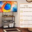 23 Inch to 50 Inch Floor Small Corner TV Stand with Storage Shelves for Living Room Bedroom, Universal Floor Television Stands with Mount, Rustic Brown Corner TV Table Desk Shelf for Small Space