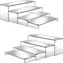 8 Pcs Large Acrylic Display Risers, 12" Large Risers Display Stands, 0.19" Thick Clear Risers Display Stands Large, Clear Rectangular Display Shelf for Showcase, Collectibles, Cupcake, Dessert