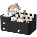 Cologne Perfume Organizer With Drawers, Large Perfumes Vanity Countertop Storage, Perfume Stand for Cologne, Deodorant, Beard, Shaving Lotion, Skincare, Dresser Organizer Room Decor for Men, Gifts for Men (black)