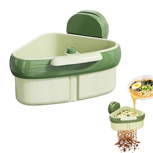 Suction Cup Kitchen Sink Caddy – Triangular Sink Drain Basket & Strainer – Small Corner Sink Trash Catcher for Vegetables, Fruits, Sponges, Soap – Space-Saving Organizer (2  Green)
