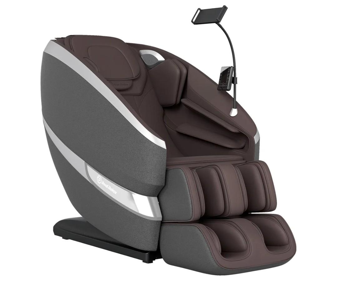 Real Relax 2025 Massage Chair Full Body,Zero Gravity Dual Core S-Track Shiatsu Massage Recliner,with Phone Holder,Rocking Function,12 Auto Modes,Bluetooth,FS01 Pro Gray and Brown
