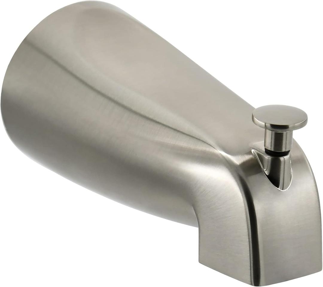 Slip Fit Tub Spout with Pull-Up Diverter for 1/2 inch Copper Tube, Brushed Nickel