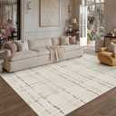 PureCozy 6x9 Beige Neutral Area Rug for Living Room Non Slip Carpet