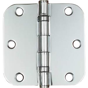 Hinge Outlet 3.5 Inch with 5/8 Inch Radius Ball Bearing Door Hinges, Heavy-Duty Steel, Removable Pin (Polished Chrome, 2 Pack) (3.5" x 3.5" with 5/8" Radius (Pack of 2))