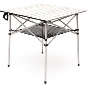 SUNNYFEEL Aluminum Folding Table for Camping, Lightweight Roll Up Top, Portable Camp Tables with Carry Bag for Outdoor Picnic (Square, Gray), 27.5 x 27.5 in
