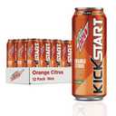 Mountain Dew Kickstart, Orange Citrus, 92mg Caffeine, Vitamins B & C, 80 Calories, 5% Juice, 16 Fl Oz (Pack of 12) Best By: 11/11/25