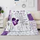 Lavender Floral Throw Blanket for Mom Soft & Cozy Flannel Fleece Blanket to My Mom for Birthday, Anniversary, Retirement Bedding Sofa and Travel Camping 50" 60"