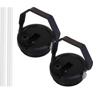 2 Pack 40 oz Tumbler Flip Straw Lid Replacement Fit for 40 oz Stanley Quencher, Leak Proof,Handle On Top,Reusable Tumbler Cover Compatible with 40oz Stanley Quencher (Pure Black)