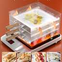 PYY Rice Noodle Roll Steamer Machine - 3 Layers 4 Trays Cantonese Cheung Fun MachineAnti-scalding Handle Changfen Maker for Commercial and Home, Extra Stainless Steel Steam Tray and Wooden Handle