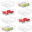 8 PACK Hanging Under Shelf Storage Basket Kitchen Cabinet Organizer Storage, Slides Under Wire Shelves for Counter Pantry Desk Bookshelf, White