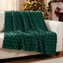 Tudomro 50x60'' Christmas Throw Blanket Christmas Tree 3D Embroidered Plush Fuzzy Faux Fur Dark Green Blanket Cozy Winter Holiday Decor Xmas Home Throw for Couch Sofa Bed