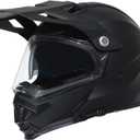 TRIANGLE Dual Sport Motorcycle Helmet Dirt Bike Helmets ATV Full Face Helmet for Adults Men with Internal Sunshield DOT Approved (Large, Matte Black)