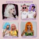 Light Purple Wigs with Bangs for Women,Shoulder Length Short Wavy Bob Wigs With Bangs Synthetic Bob Wig Curly Lavender Wig Heat Resistant Colorful Wavy Wig Cosplay Fun Wigs For Daily Party.