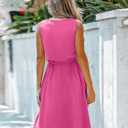 Moss Rose Women Summer Dresses Sleeveless Casual Loose Swing Midi Dress with Pockets (XL)