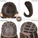 GNIMEGIL 26 Inch Long Brown Wigs for Women Silky Straight Highlights Natural Daily Wear Remy Hair Wig with Bangs Synthetic Fiber Glueless Roleplay Cosplay Costume (Brown Mixed Blonde)