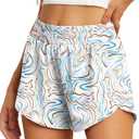 PrinStory Women's Running Shorts Summer High Waisted Quick Dry Athletic Work Out Gym Zipper Pocket Shorts with Liner (S)