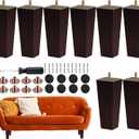 Ruisita Set of 8 Wood Furniture Legs 6 Inch Square Solid Wood Couch Legs Natural Wooden Replacement Legs for Sofa Furniture Armchair, Cabinet, Chair, Footstool, Mid Century Modern Dresser, Brown