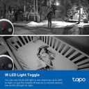 Tapo 2K+ Indoor/Outdoor Wired Security Camera - 2024 PCMag Editors' Choice, Person/Pet/Vehicle Detection, Baby Monitoring, Color Night Vision, Subscription-Free Local Storage or Optional Cloud, C120 (White)