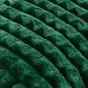 Emerald Green Decorative Throw Pillow Covers 18x18 Inch Set of 2,Square Cushion Case,Fluffy Faux Rabbit Fur Plaid & Soft Velvet Back,Modern Home Decor for Couch Bed